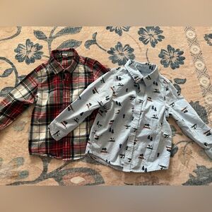 Old Navy Red Plaid and Light Blue Patterned holiday Shirts bundle